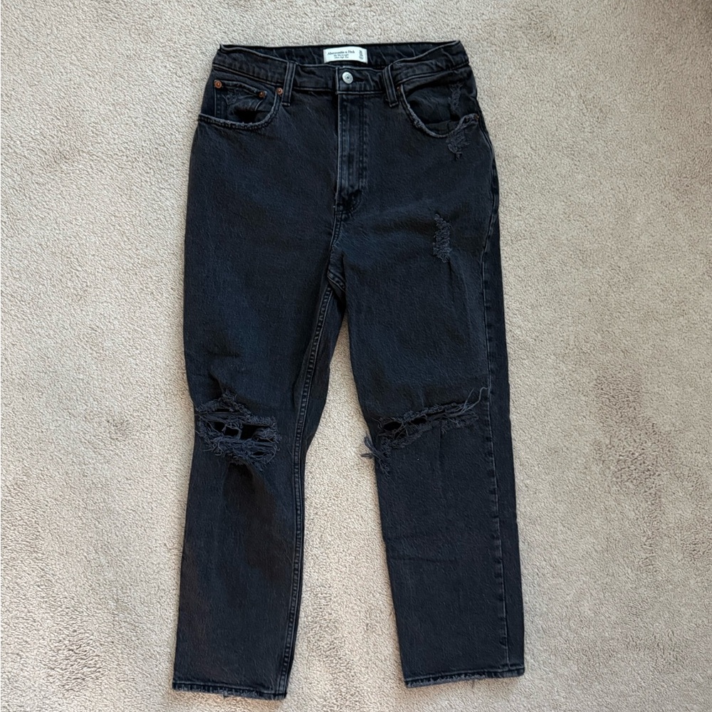 Abercrombie & Fitch 90s Straight Ultra High Rise Curve Love Black Jeans Size 30S
